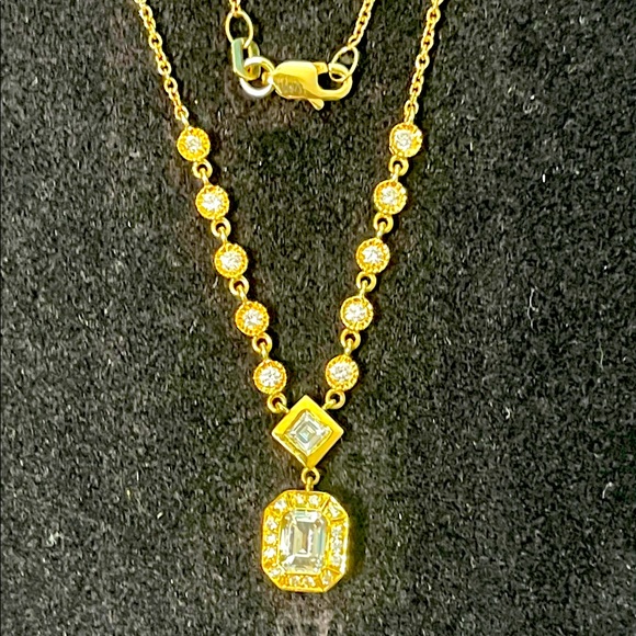 Genuine Diamonds Real 14K Yellow Gold Station Necklace. (NOT MAN MADE OR PLATED) - Picture 3 of 8